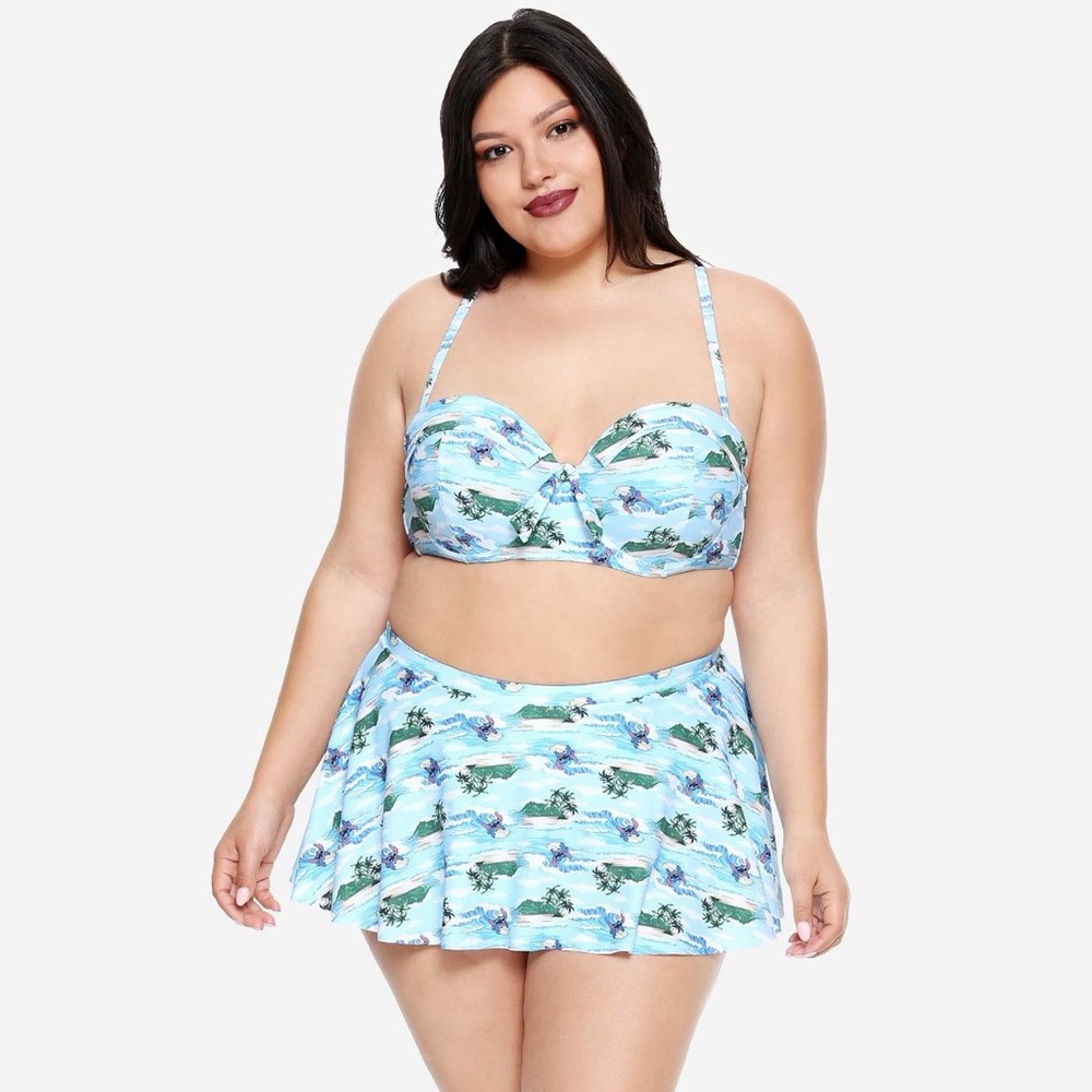 Hot Topic Disney Lilo & Stitch Retro Swim Skirted Bikini Set Size 2X NWT